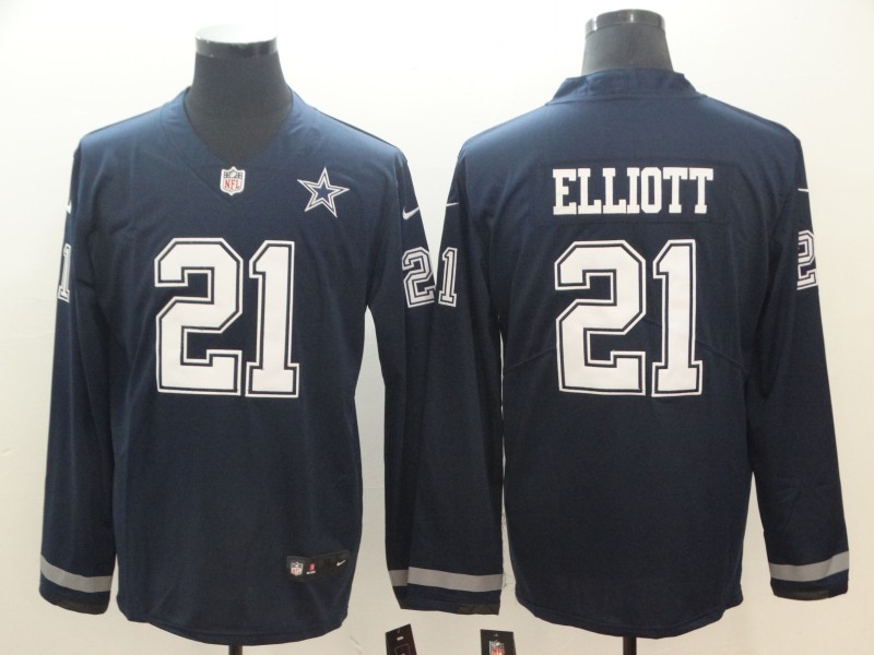 Men's Dallas Cowboys Ezekiel Elliott #21 Navy Authentic Jersey